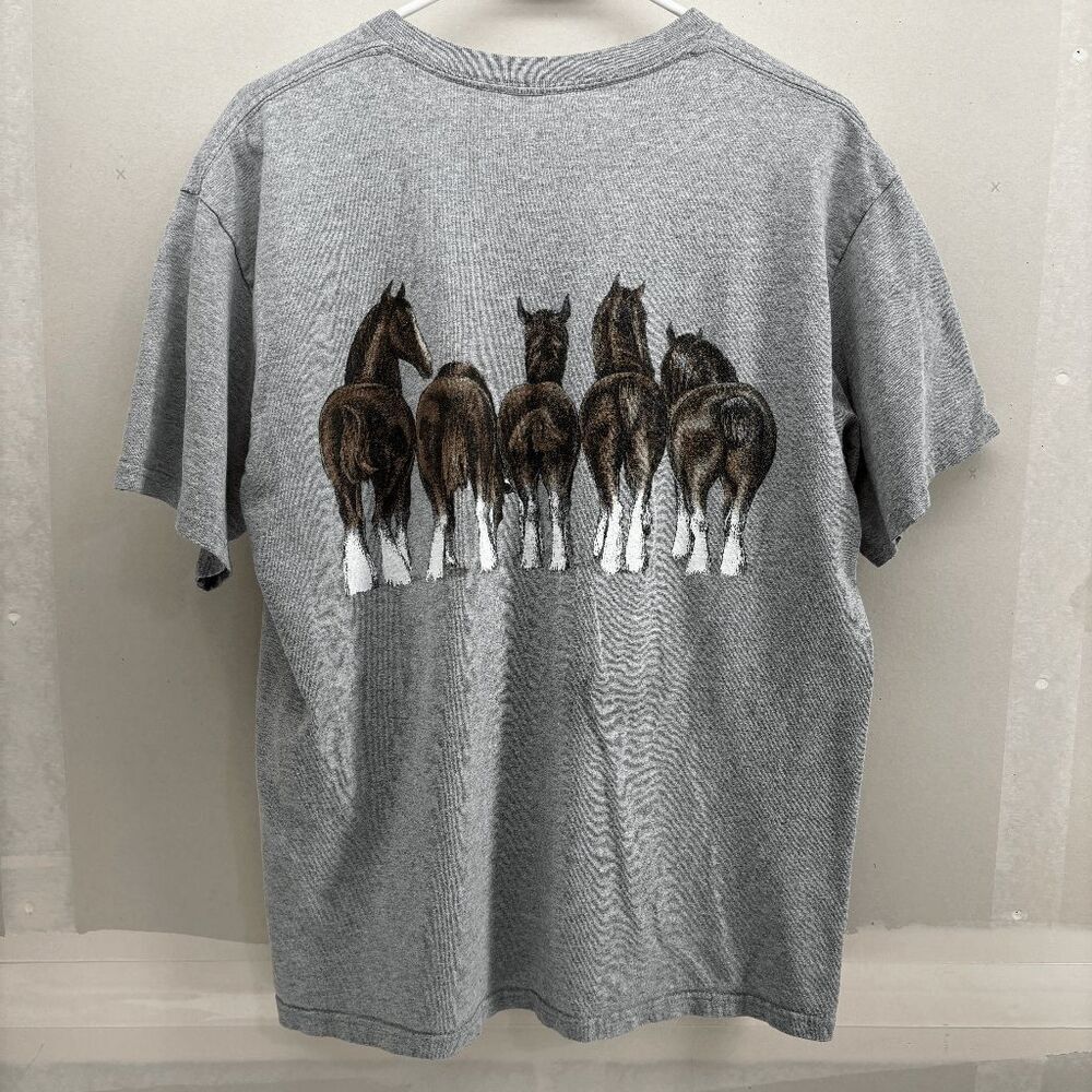 Vintage Ft Collins Colorado Shirt 2-Sided Clydesdale Horses 90s Budweiser Size M - Picture 3 of 5